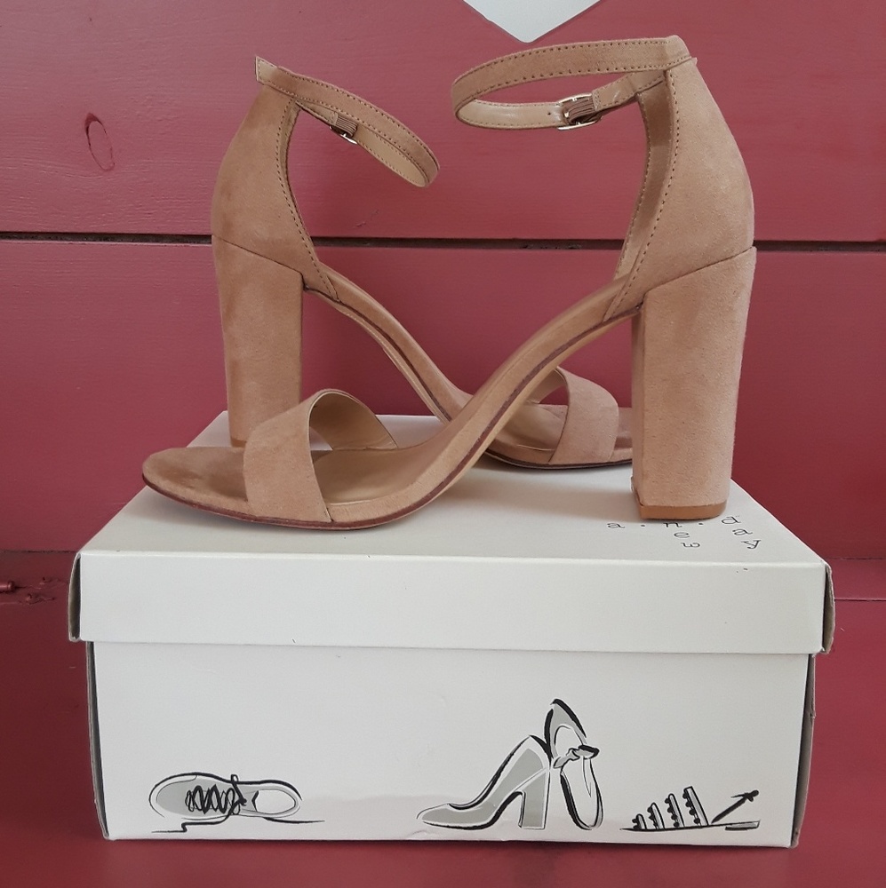 Strappy Suede Block Heels